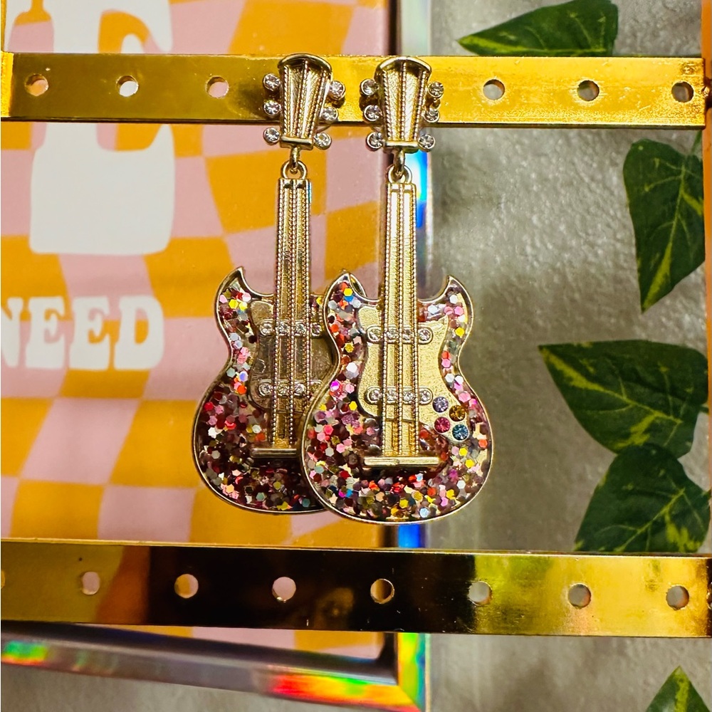 Baublebar Pink glitter, guitar earrings